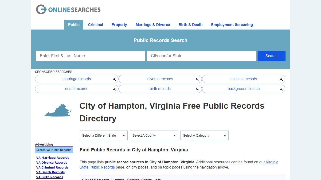 City of Hampton, Virginia Public Records Directory - OnlineSearches.com