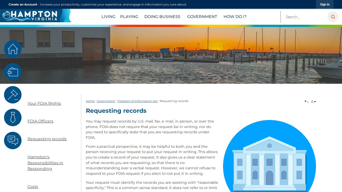 Requesting records | Hampton, VA - Official Website