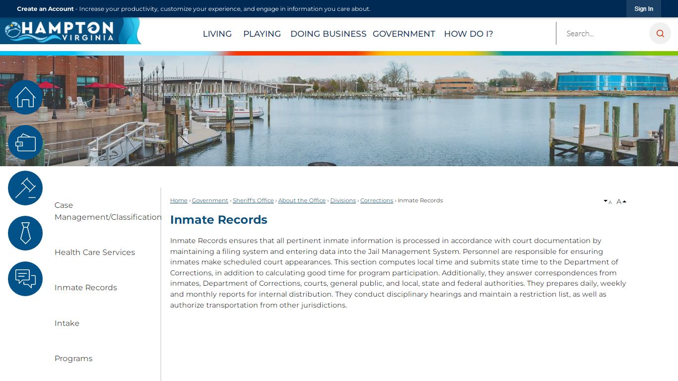 Inmate Records | Hampton, VA - Official Website